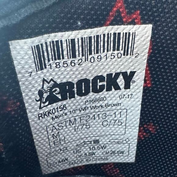 Rocky Work Boots Men’s Size 10.5 Brown Leather Pull On Construction Flawed Wide - Picture 2 of 12